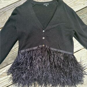 J. Crew Black Feathered Cardigan Sweater